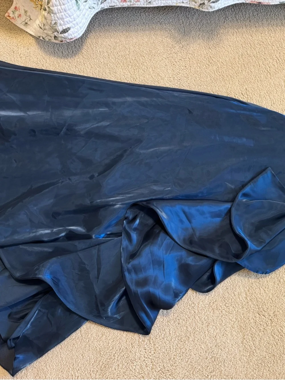 Strapless Blue Ruffle Evening Gown - Picture 4 of 5